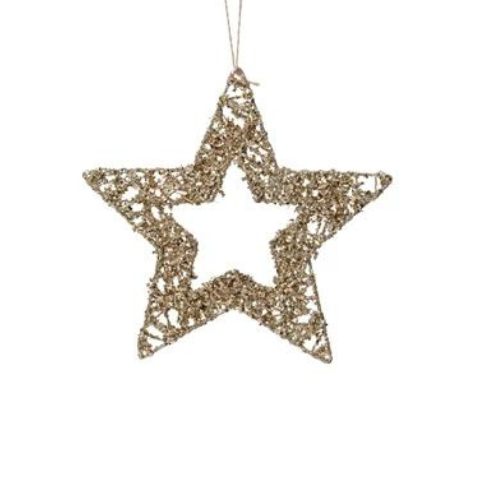 Champagne Glitter Star Hanging Decoration