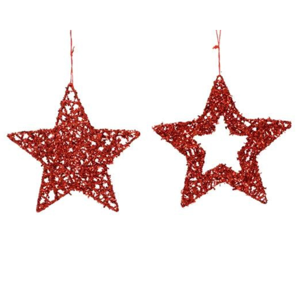 Red Glitter Star Hanging Decoration