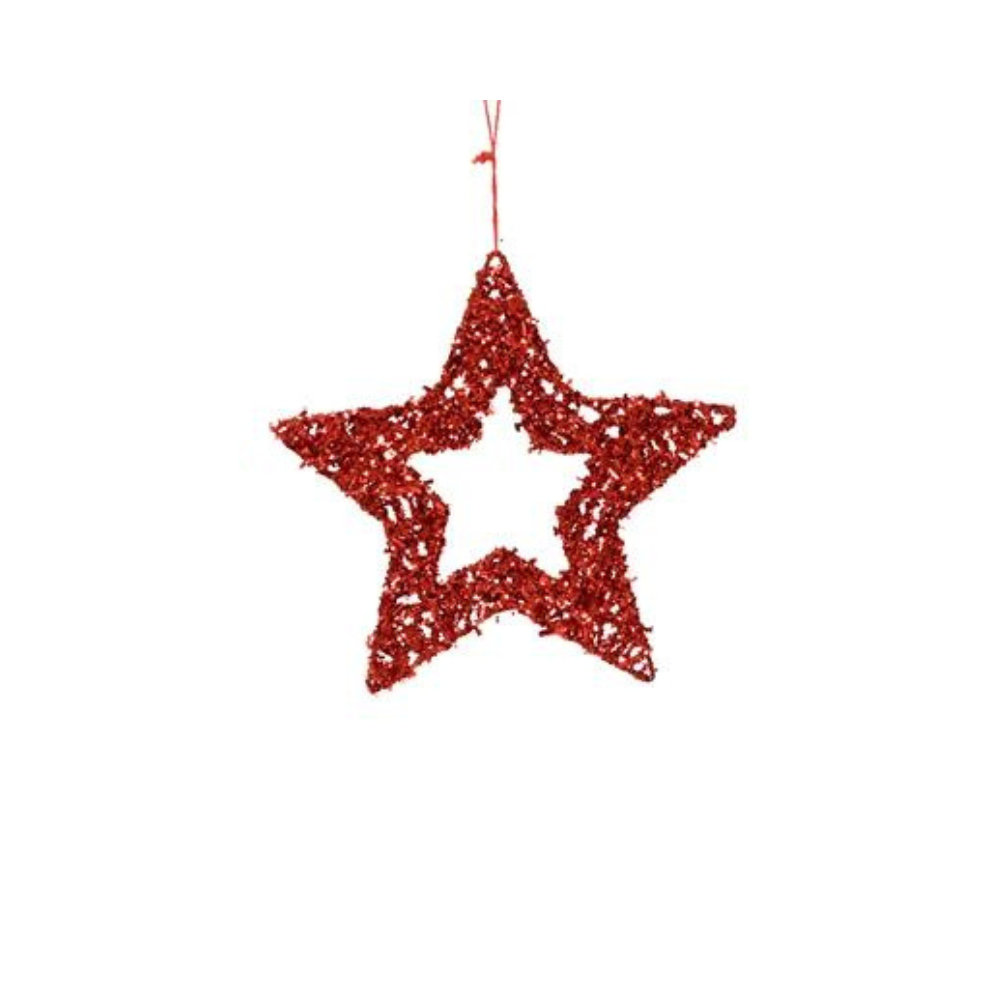 Red Glitter Star Hanging Decoration