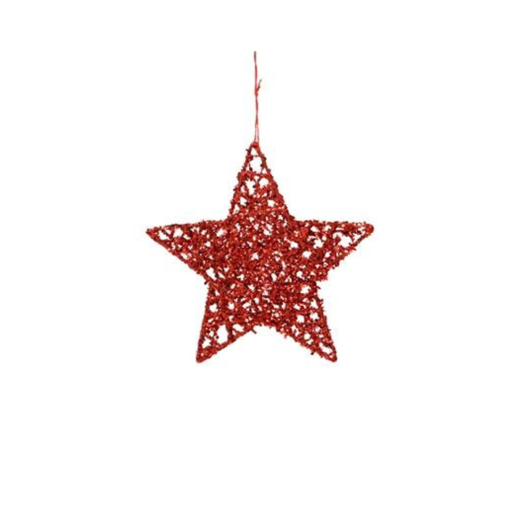 Red Glitter Star Hanging Decoration