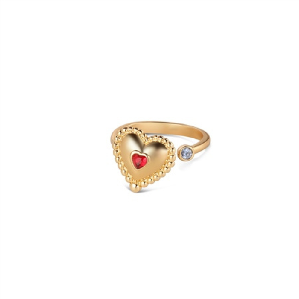 Heart Revolving Ring With Red Stone