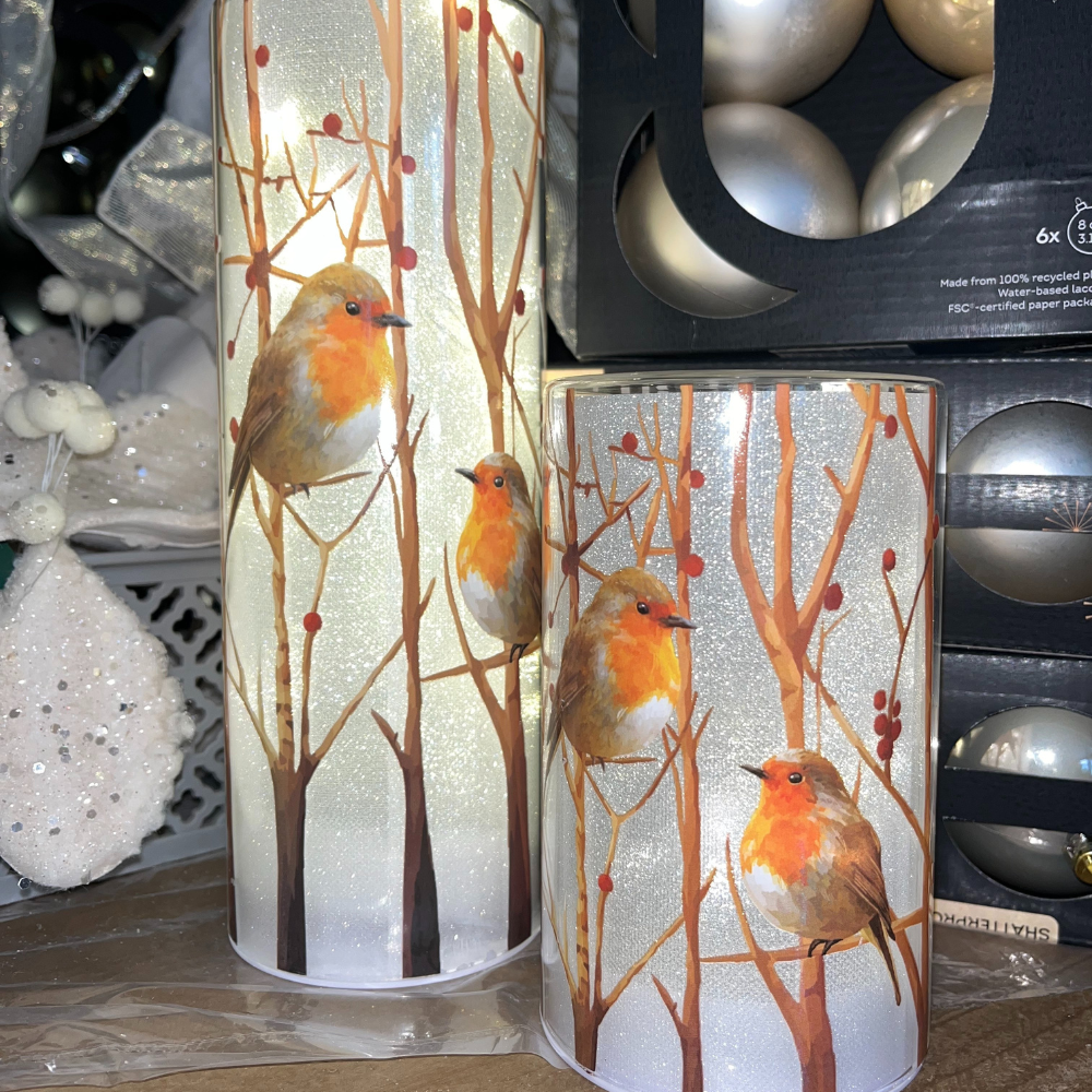 LED Lantern with Robins