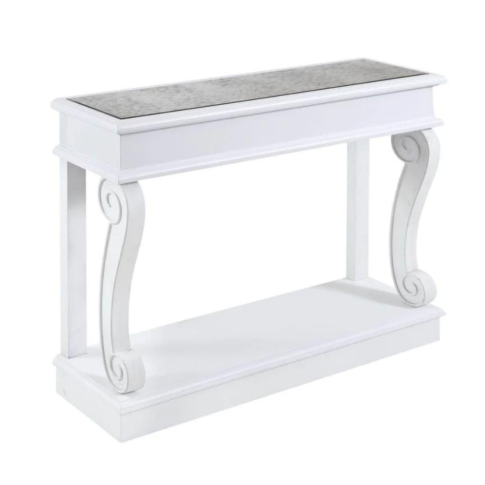 Verona Scroll Mirrored Console Table White