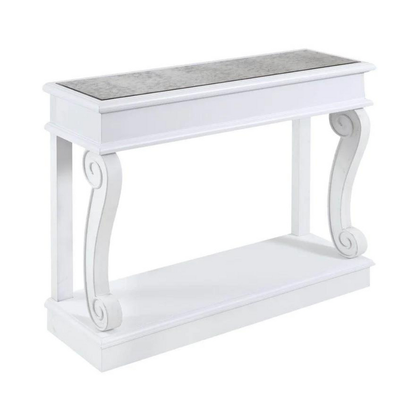 Verona Scroll Mirrored Console Table White