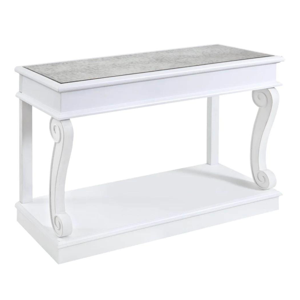 Verona Scroll Mirrored Console Table White