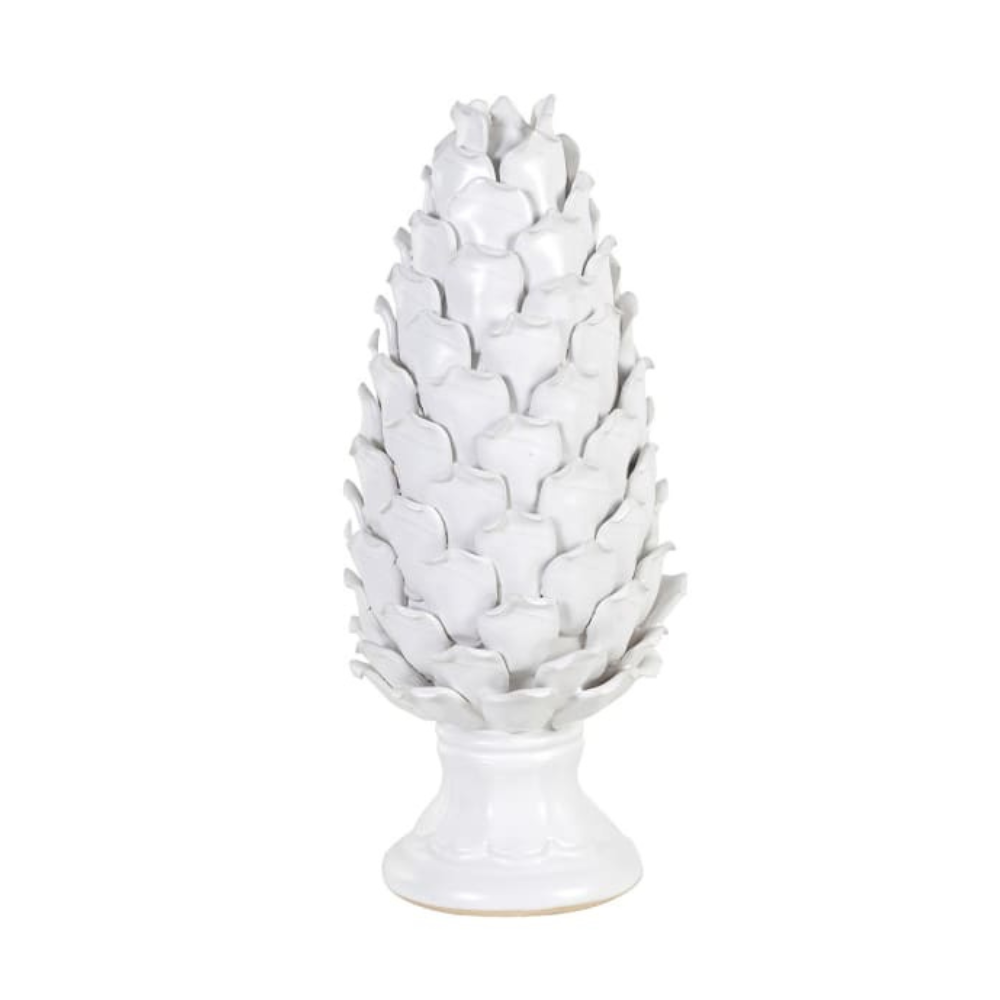 Pine Cone Finial White Ceramic