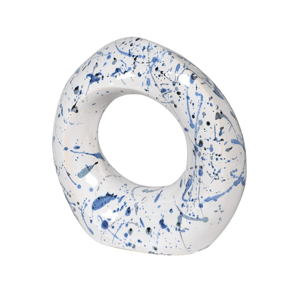 Blue & White Ceramic Round Ornament