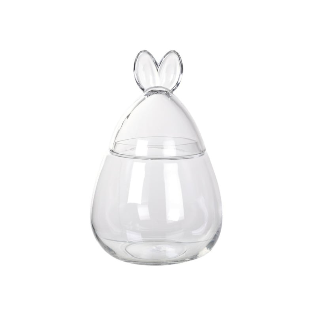 Rabbit Ears Lidded Bonbon Glass Jar