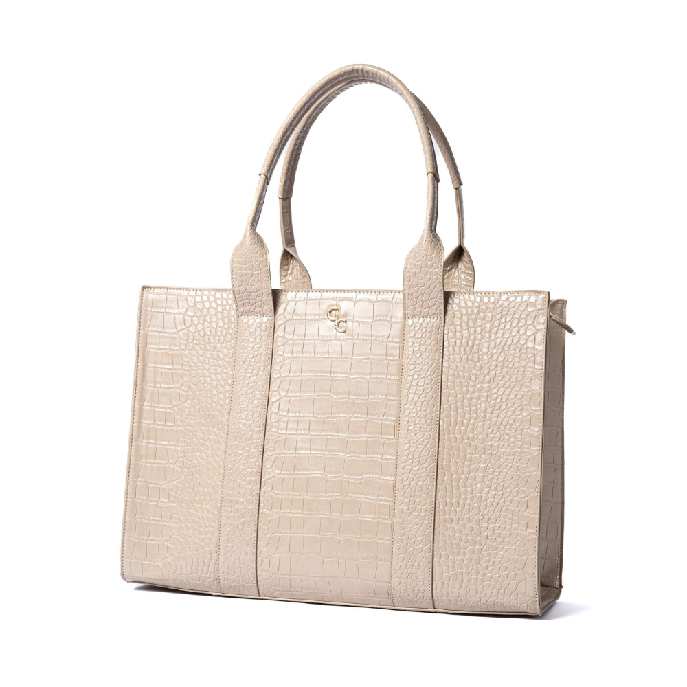 XL Tote Cream Croc Detail