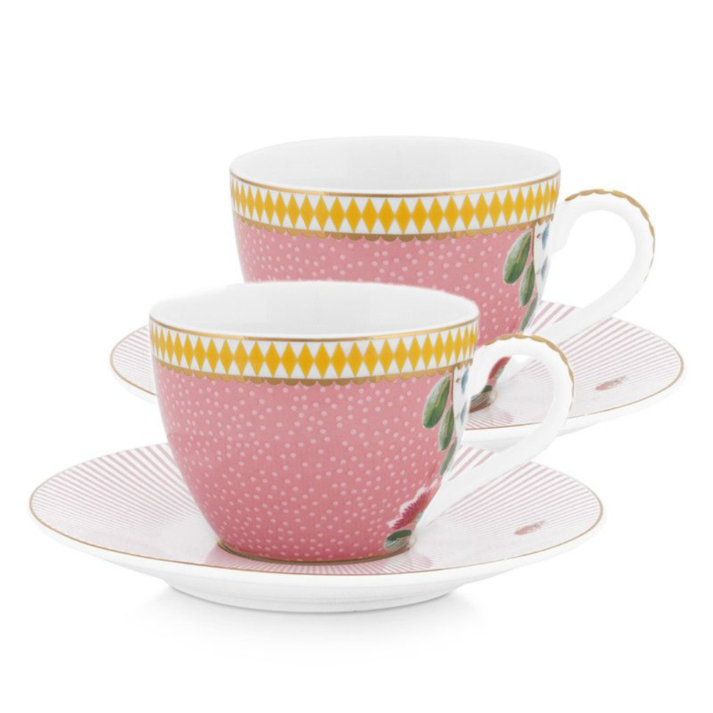 La Majorelle Espresso Cups & Saucers, Pink Set of 2