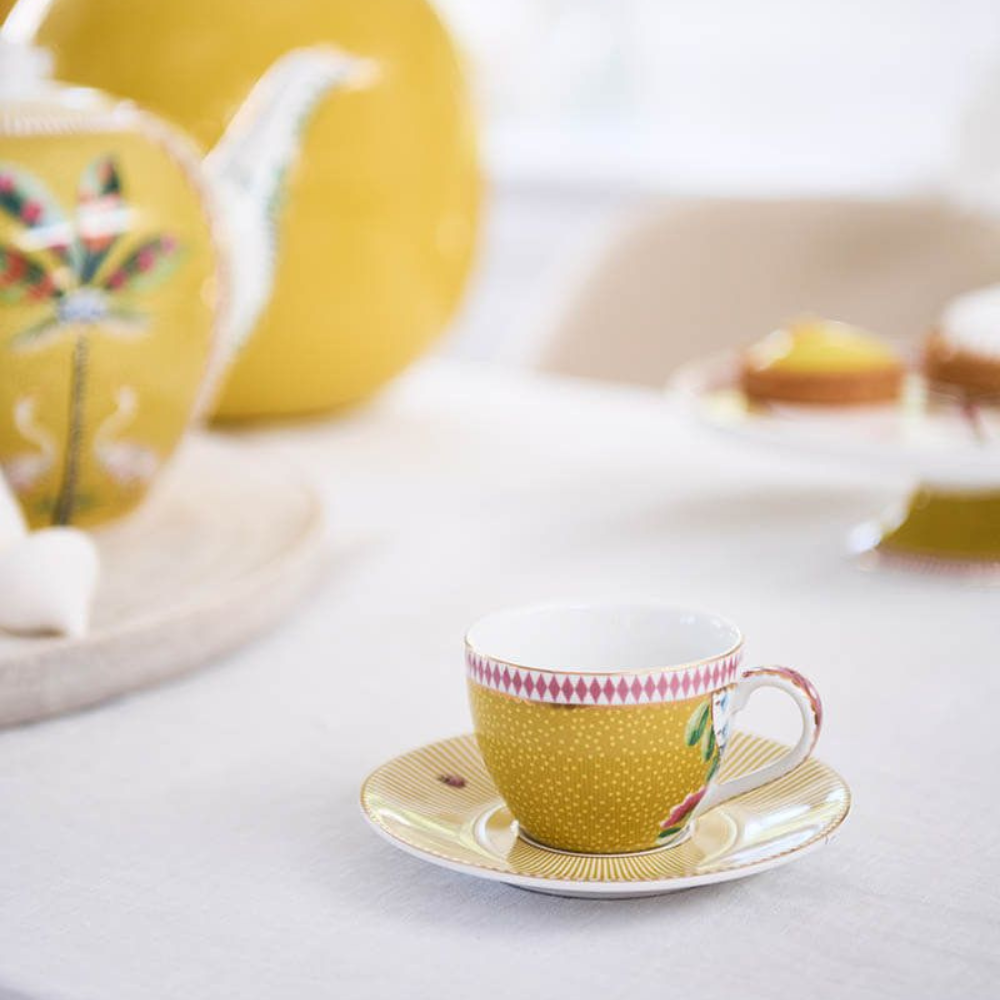 La Majorelle Espresso Cups & Saucers, Yellow Set of 2
