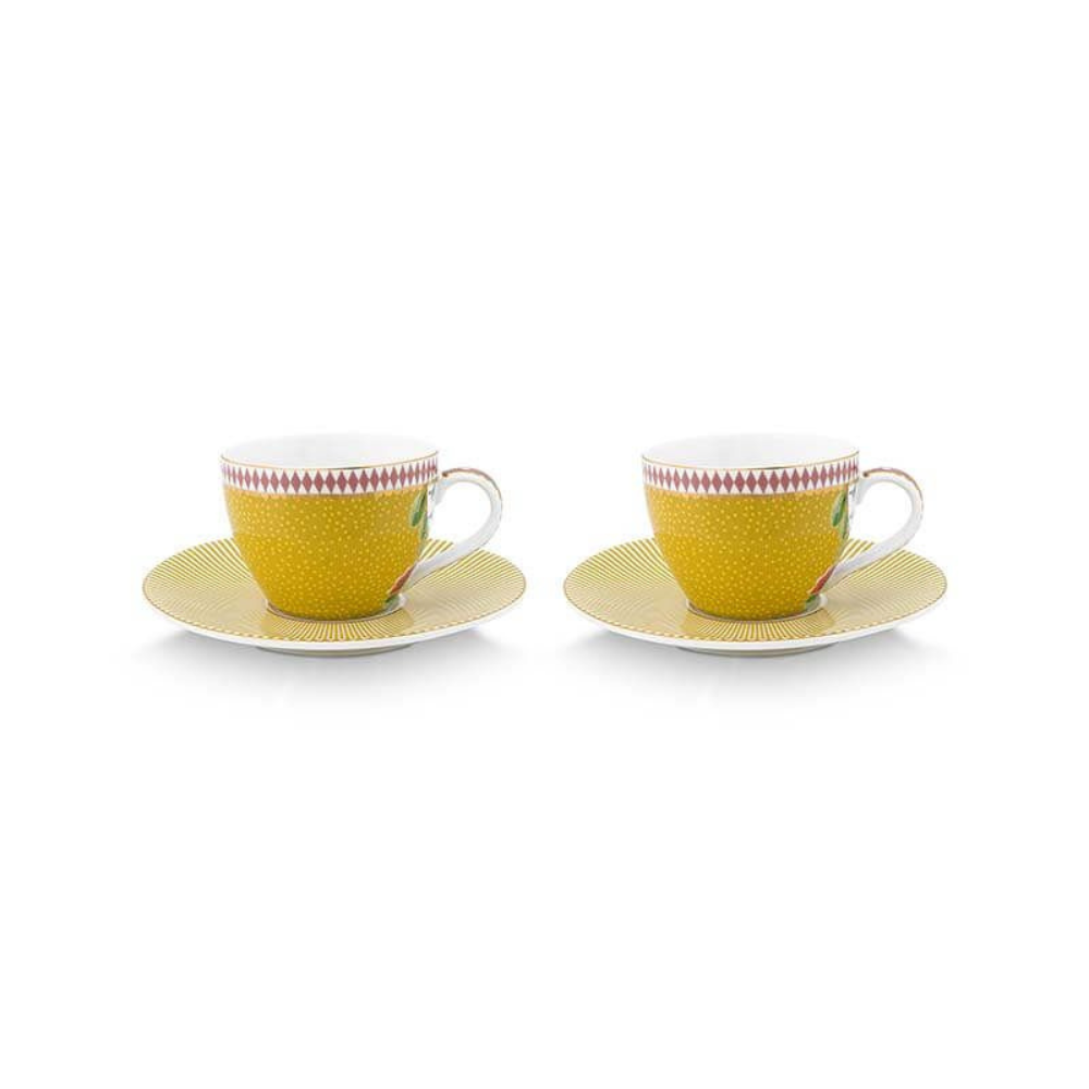 La Majorelle Espresso Cups & Saucers, Yellow Set of 2 - The Gift & Art Gallery