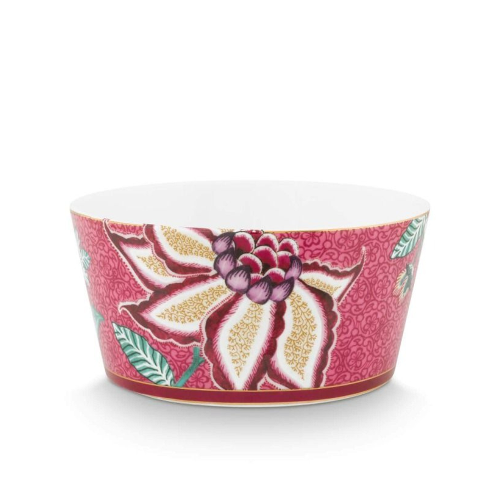 Oriental Flower Festival Set of 4 Bowls - Dark Pink