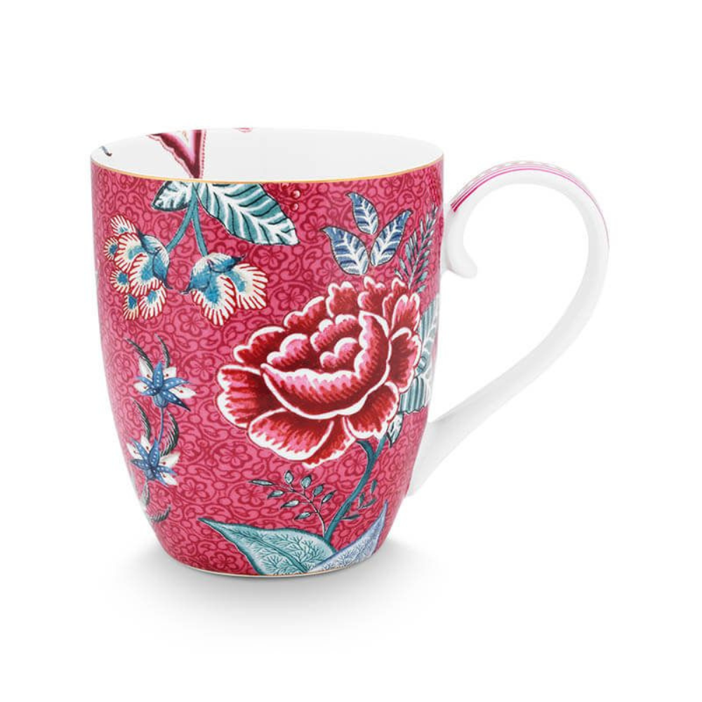 Oriental Flower Festival XL Mug - Dark Pink