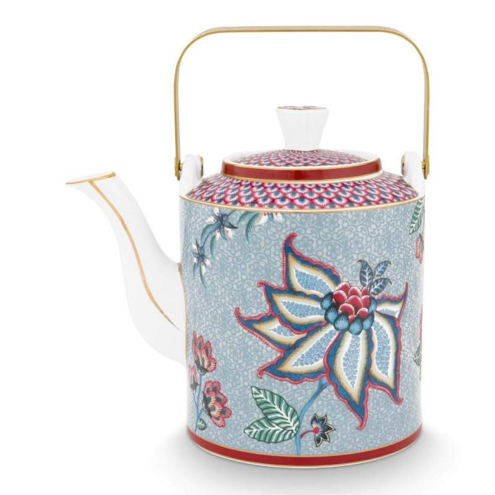 Oriental Flower Teapot Medium - Blue