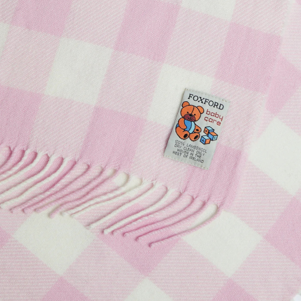 Foxford Baby Blanket Pink Check