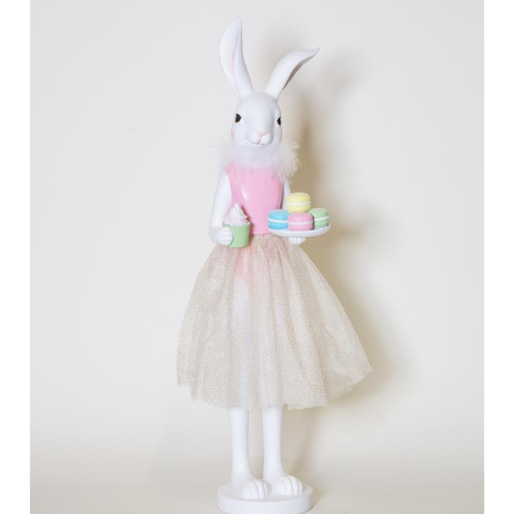 White Bunny with Macaron in Dress