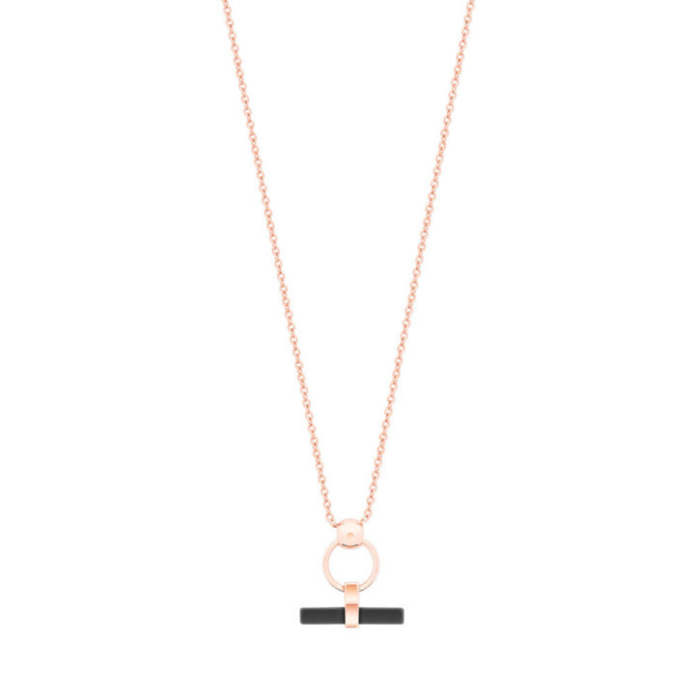 BLACK BAR & CIRCLE PENDANT ROSE GOLD
