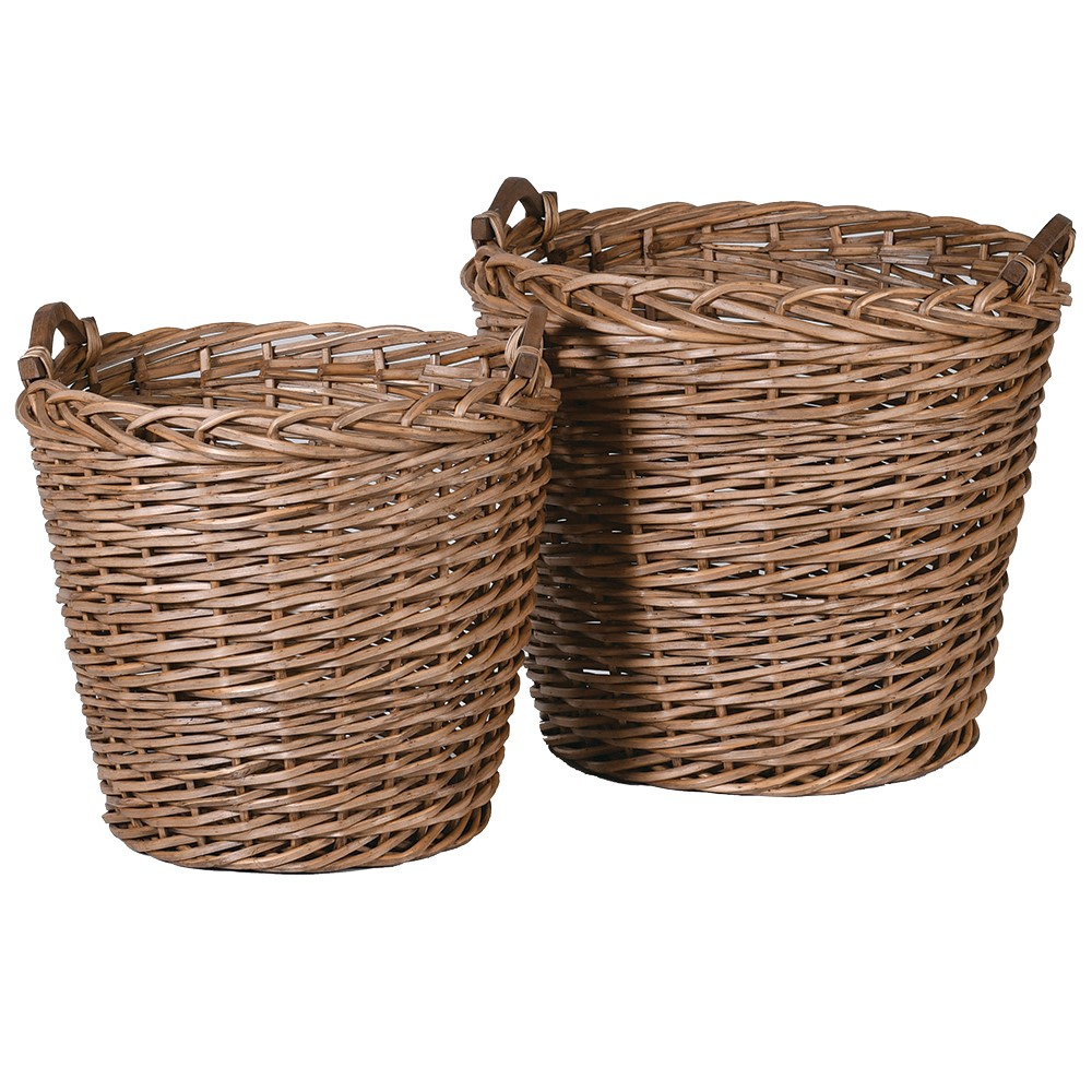 Set of 2 Willow Baskets with Handles