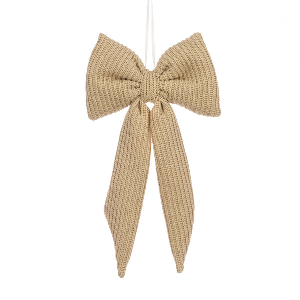 Knitted Bow 29cm, Beige