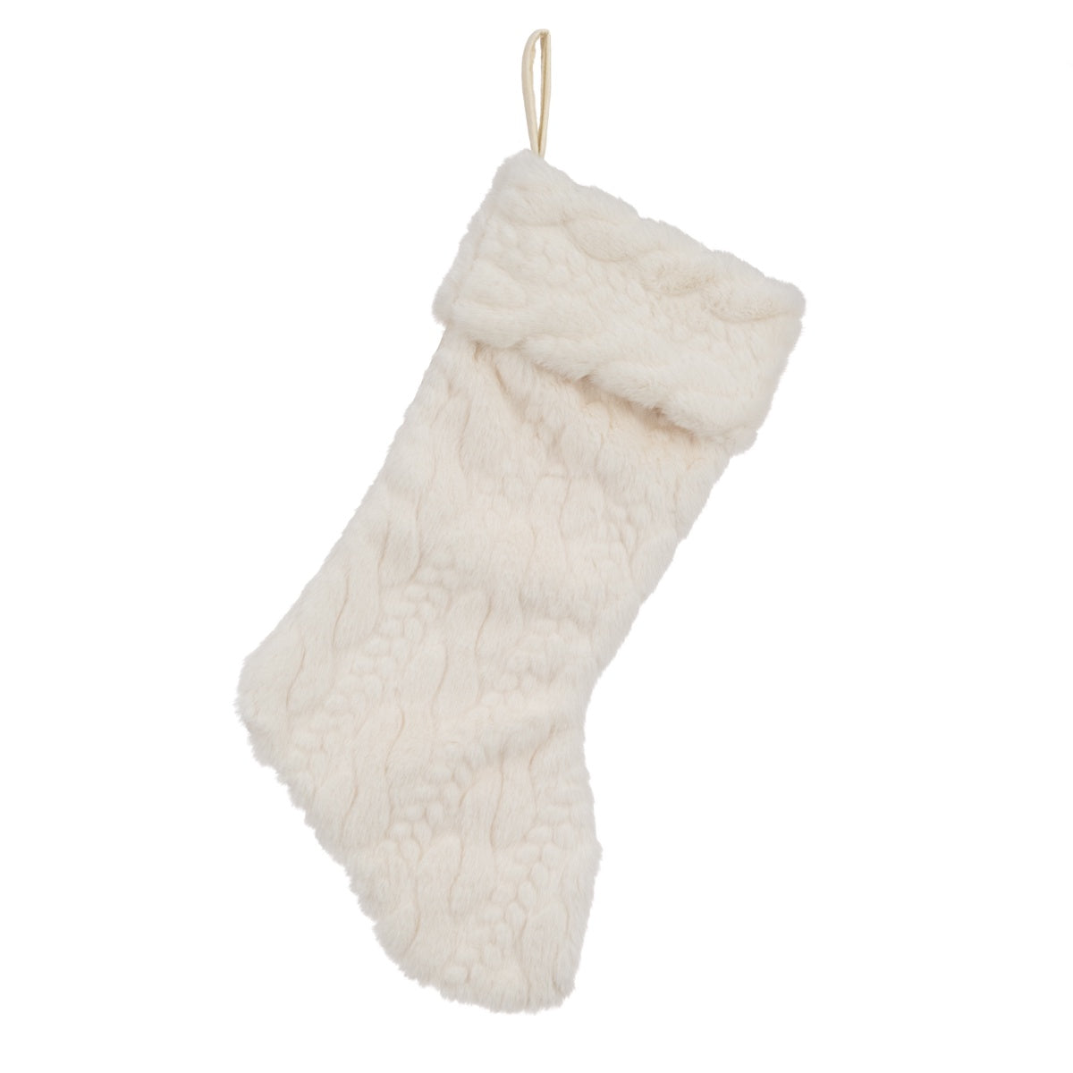 Cream Faux Fur Stocking 48cm