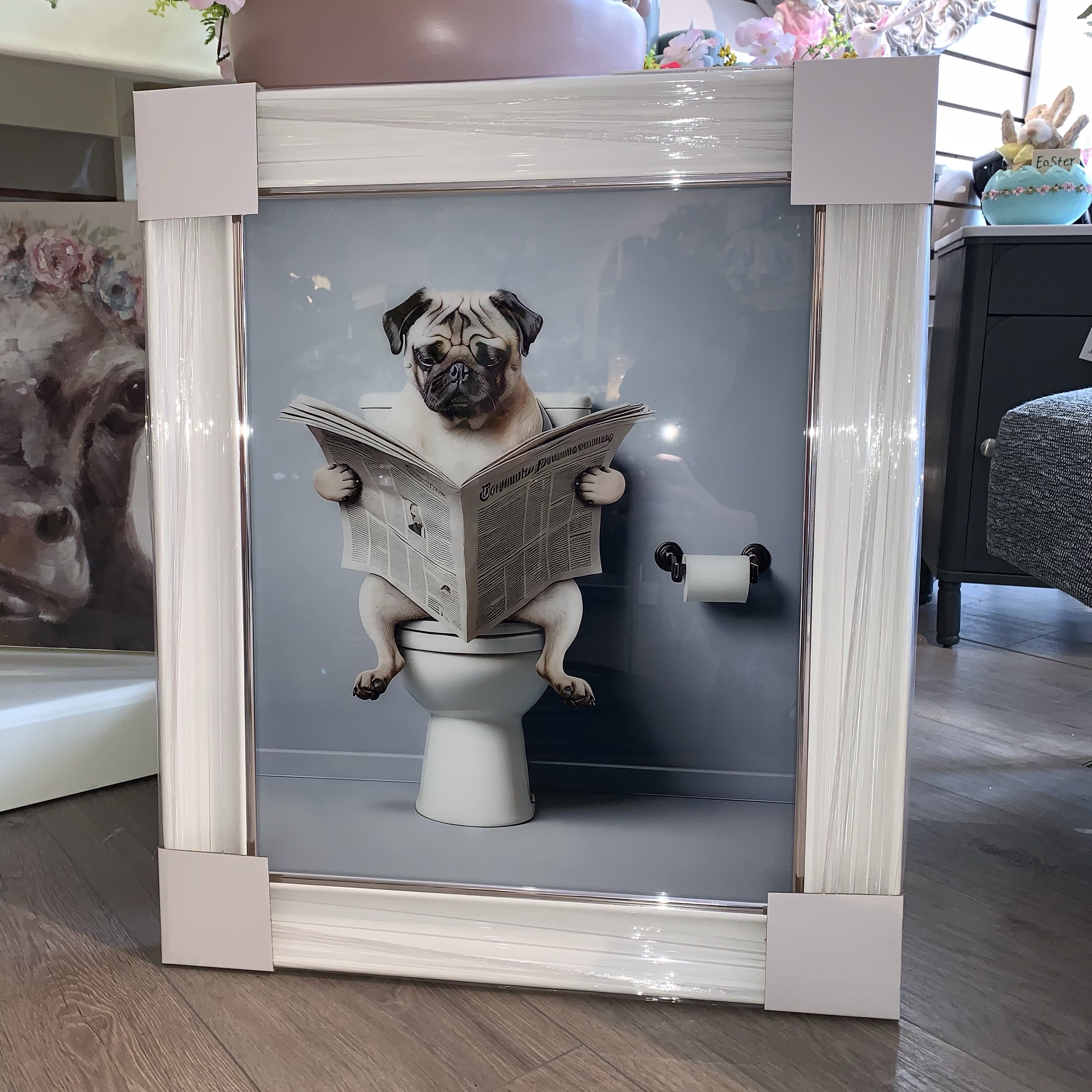 Pug on Toliet