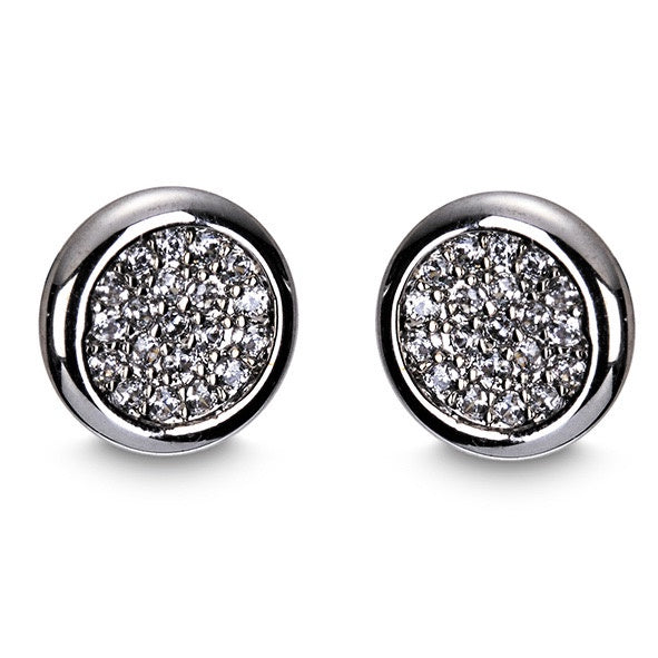 Silver Diamante Round Earrings