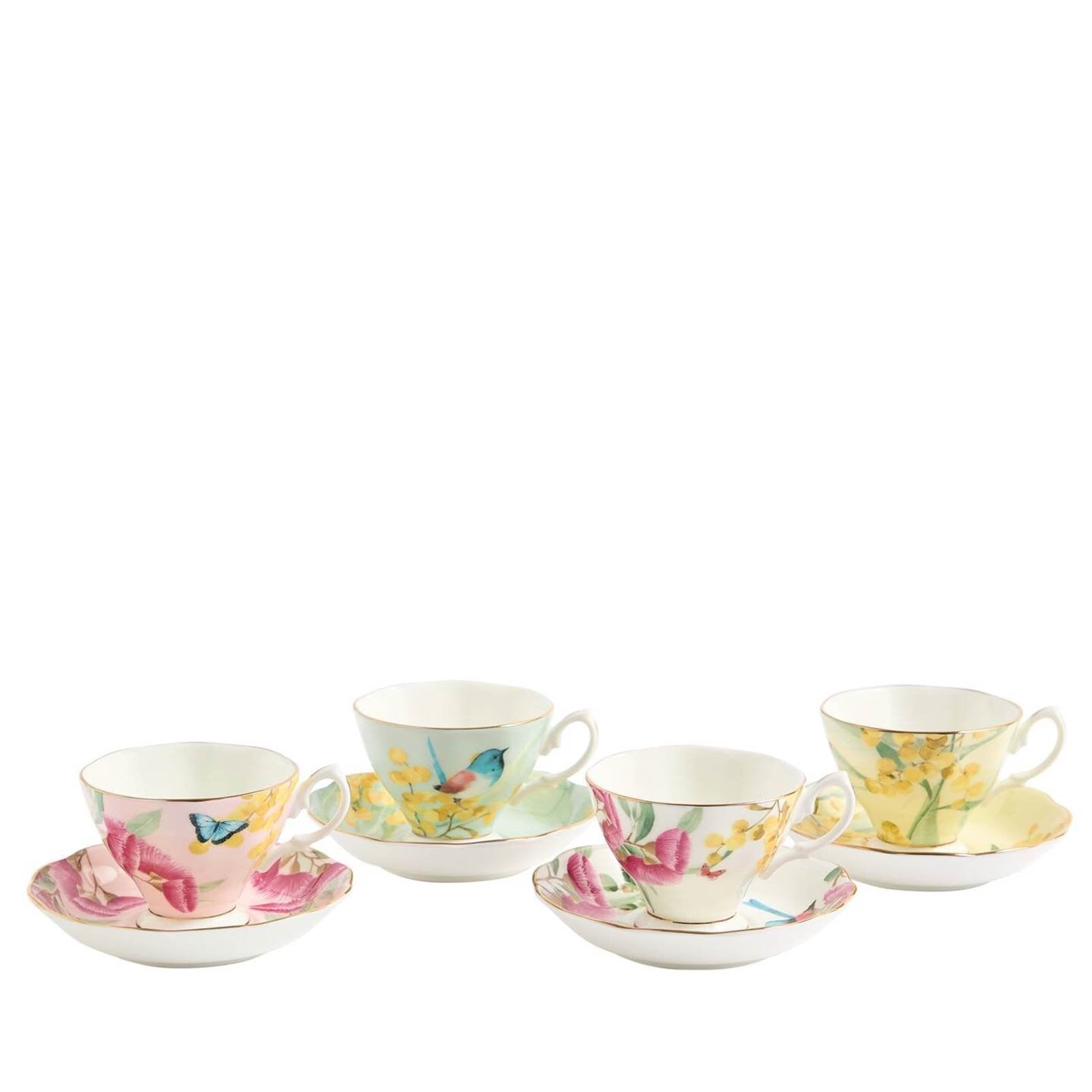 Miranda Kerr Australiana Set 4 Teacup & Saucer - Mixed
