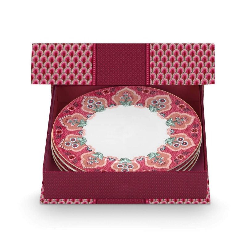 Flower Festival Set 4 Plates (21cm) - Dark Pink