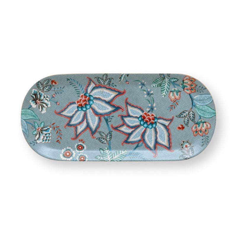 Flower Festival Cake Tray Rectangular Light Blue