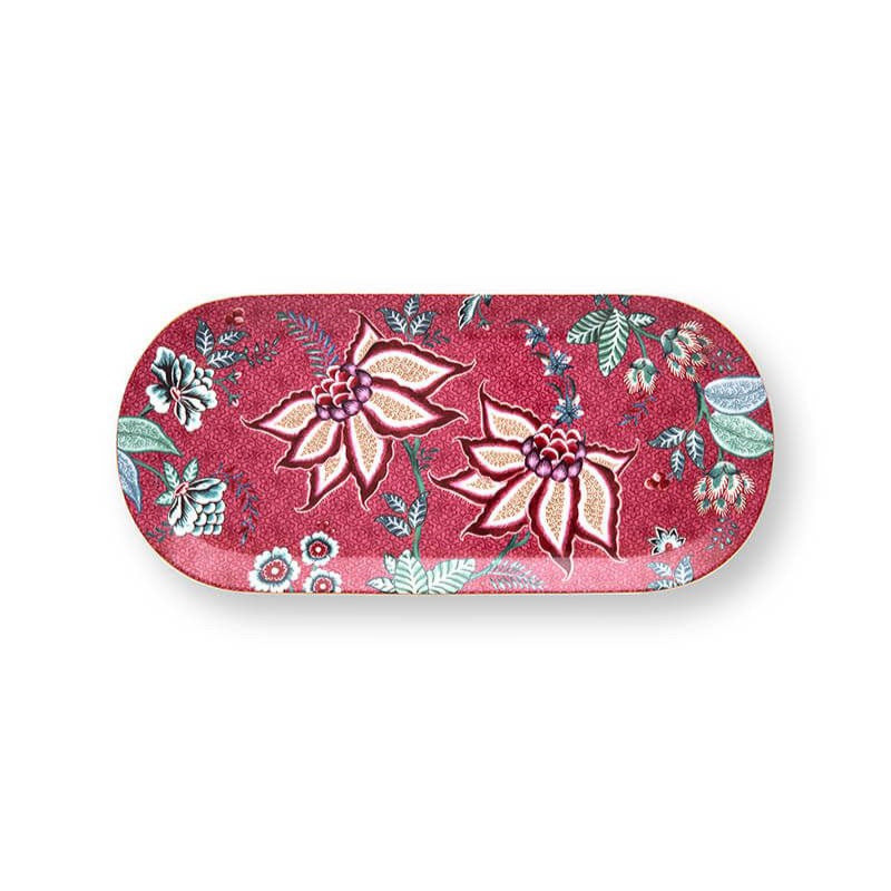 Flower Festival Cake Tray Rectangular Dark Pink