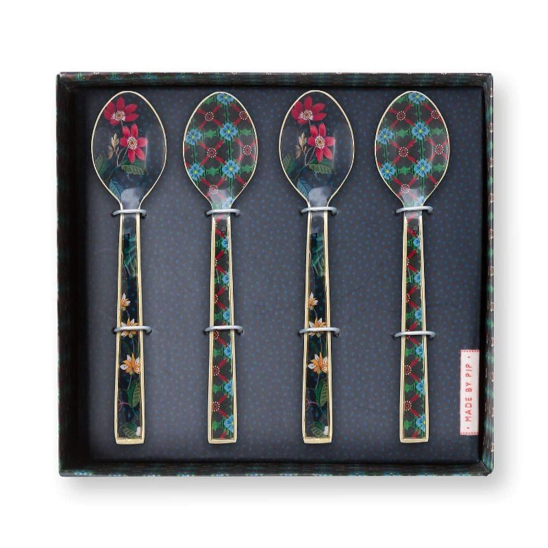 Set/4 Spoons Enamelled Berry Blues