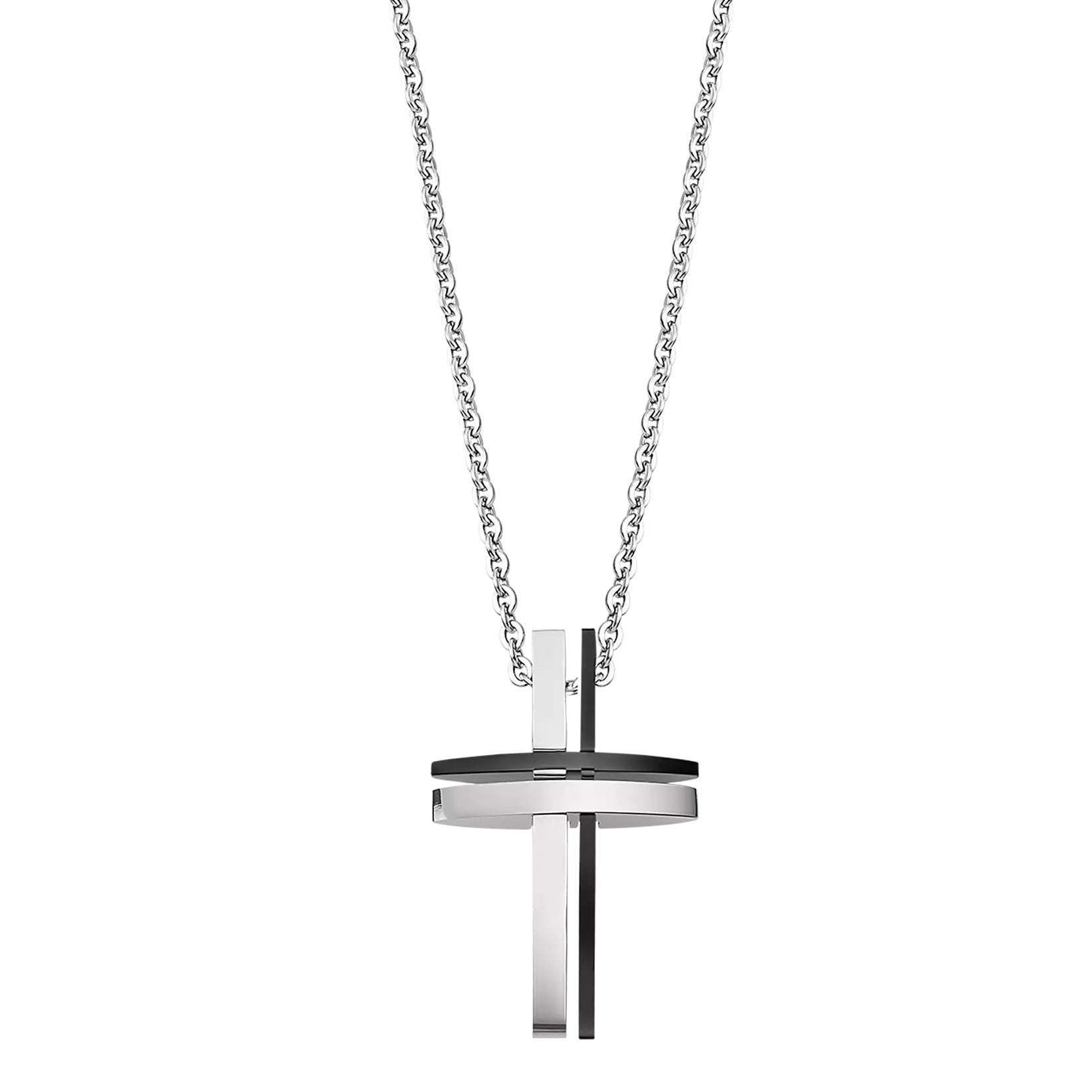 LOTUS STYLE MEN'S STAINLESS STEEL CROSS NECKLACE LS1984-1/1