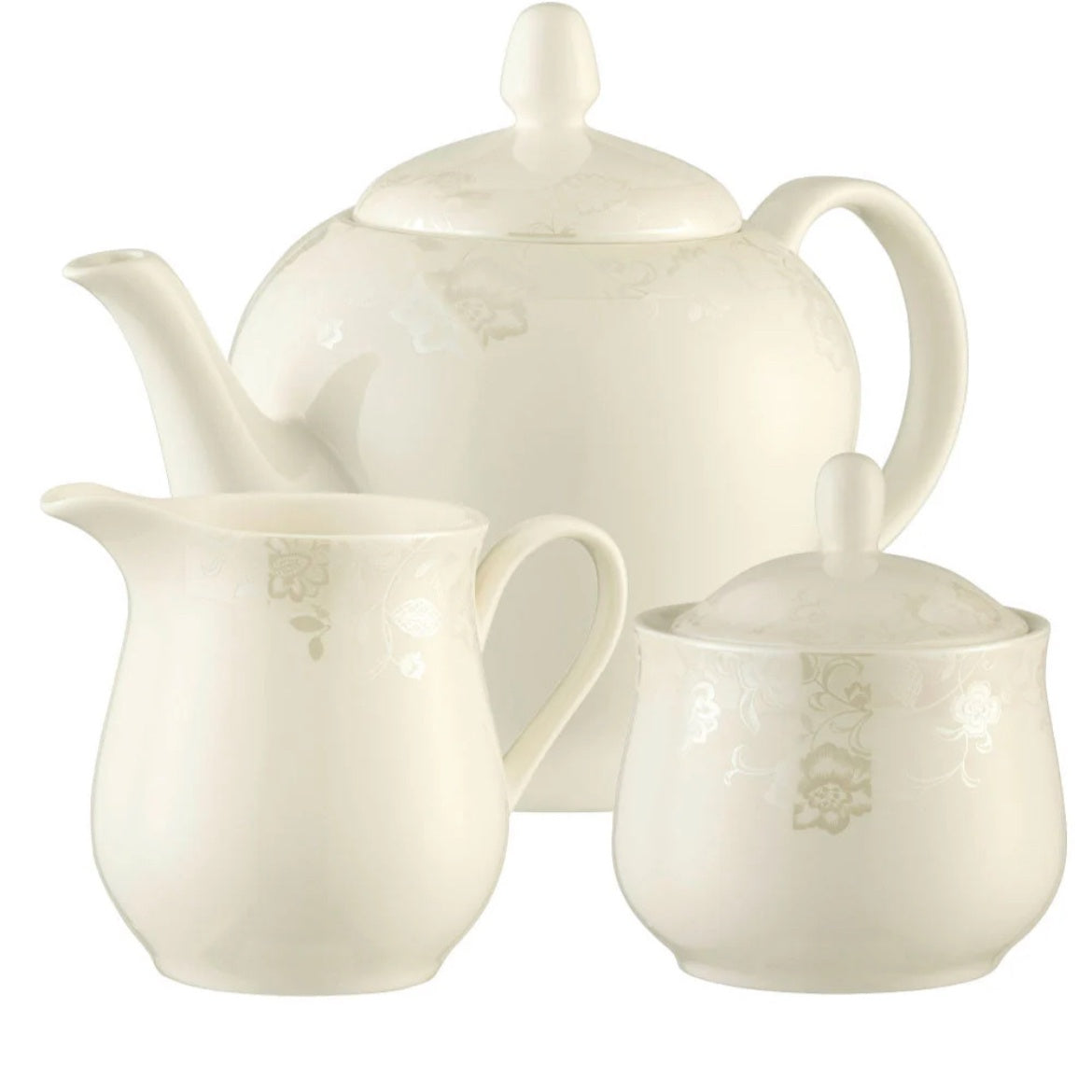 Belleek Living Evermore Teapot, Sugar & Cream Set
