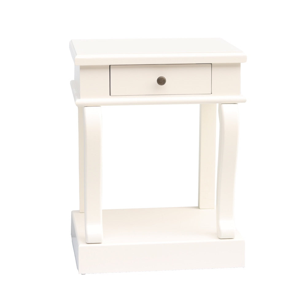 Scroll Ivory End Table, 1 Drawer