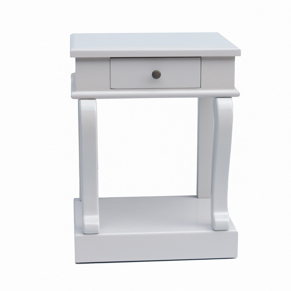 Scroll Grey End Table, 1 Drawer