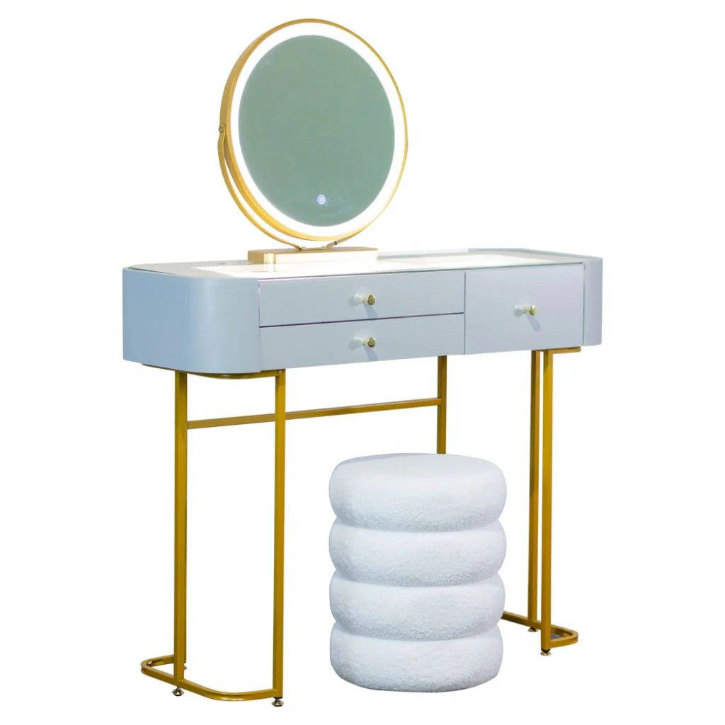 Nadia Plus Grey Dressing Table & Stool Set