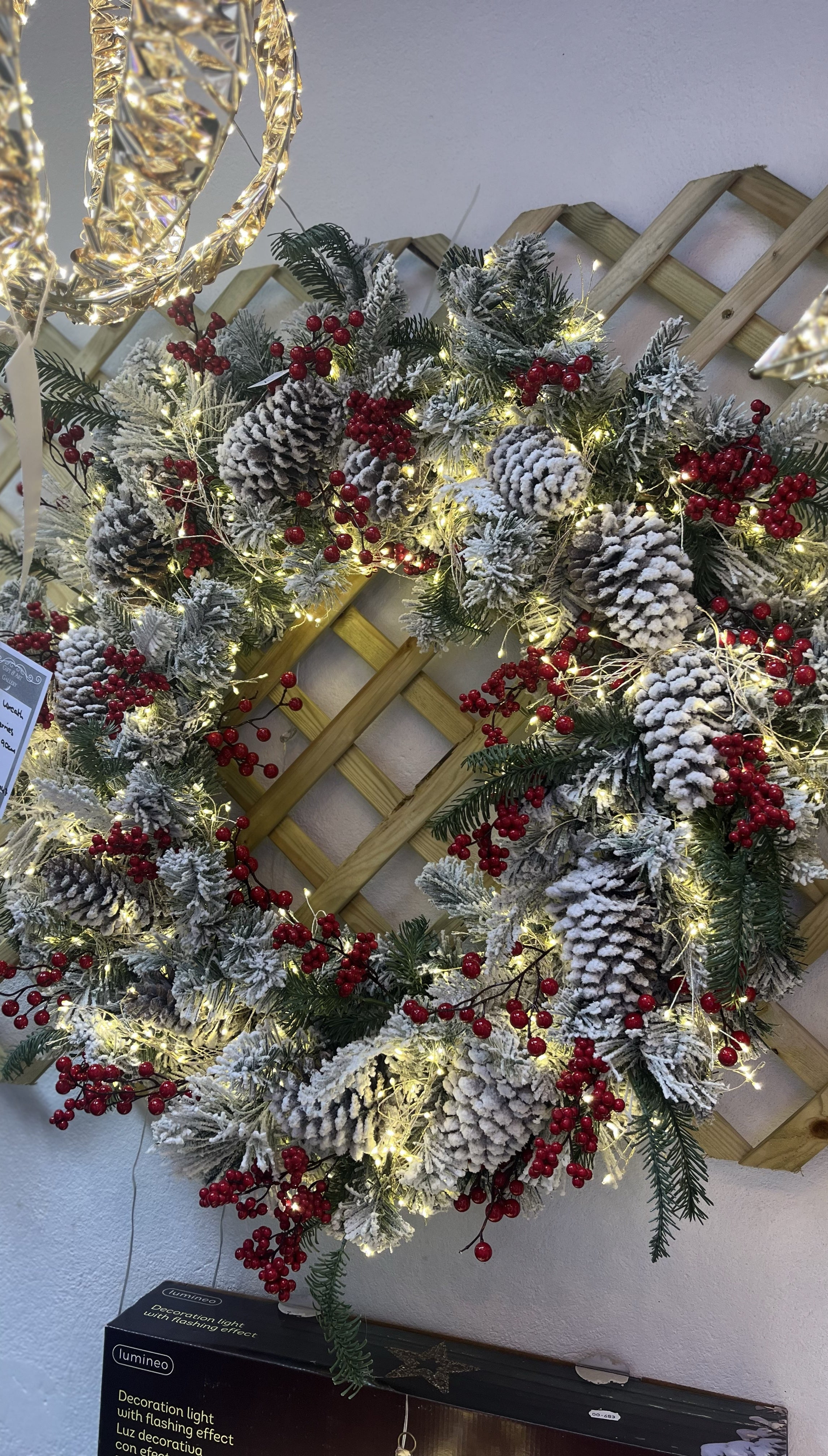 Snowy Wreath with Berries & Cones