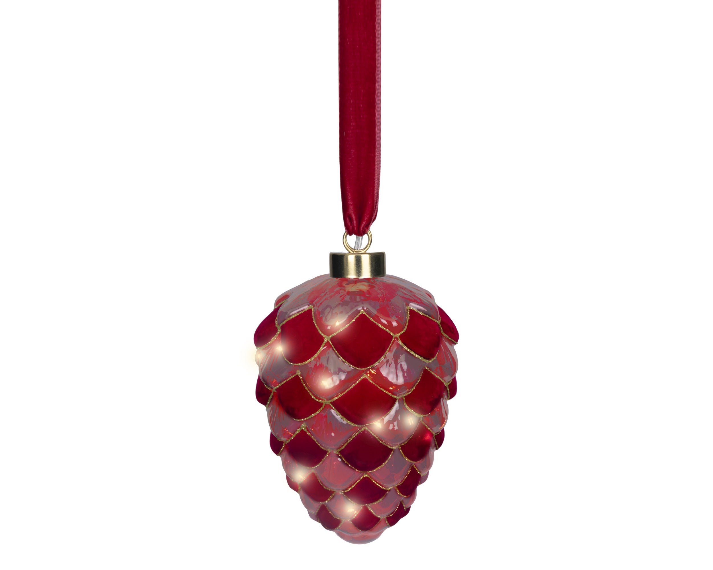 Micro LED Red Pinecone 21cm