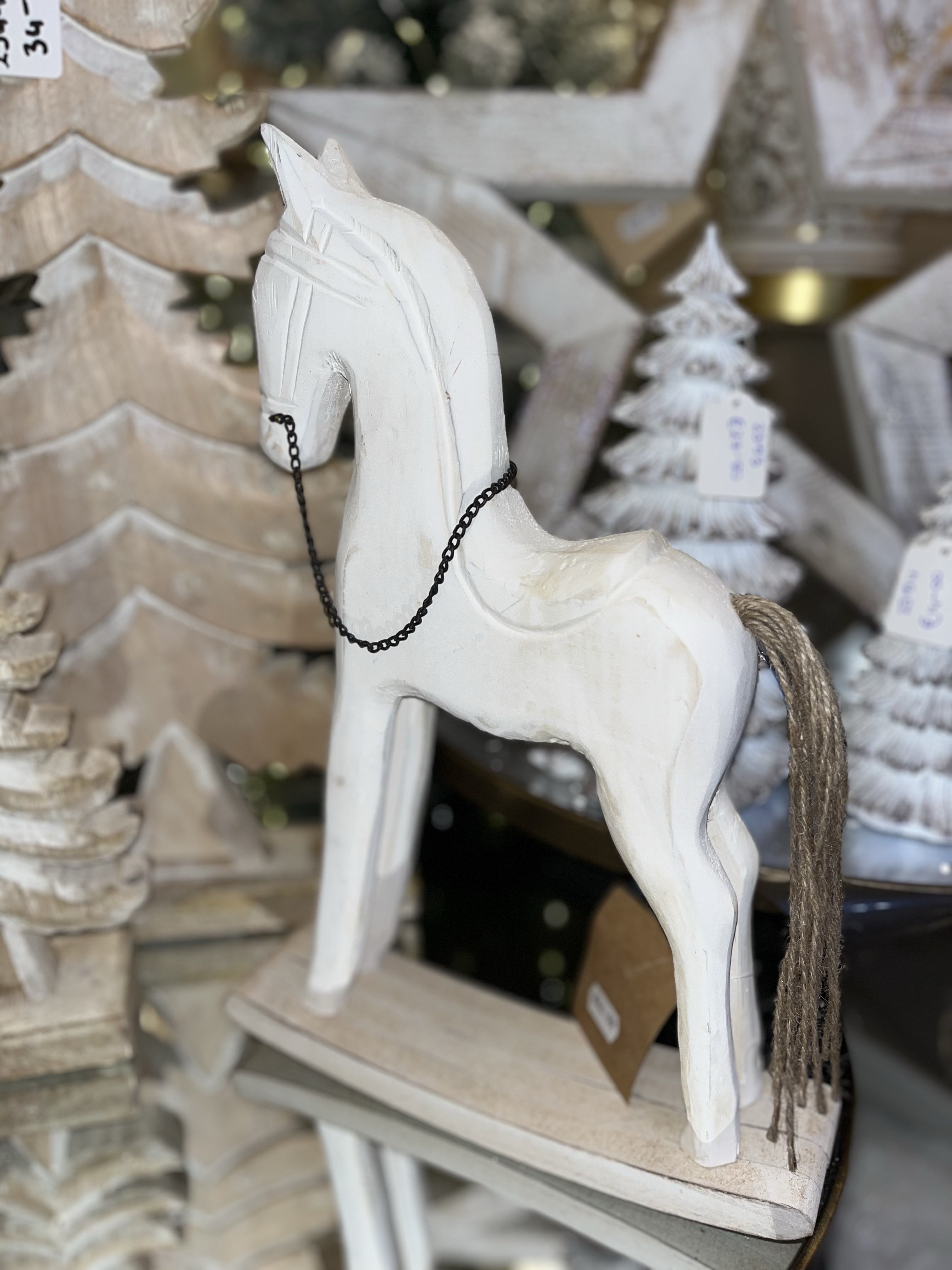 White Rustic Rocking Horse Large