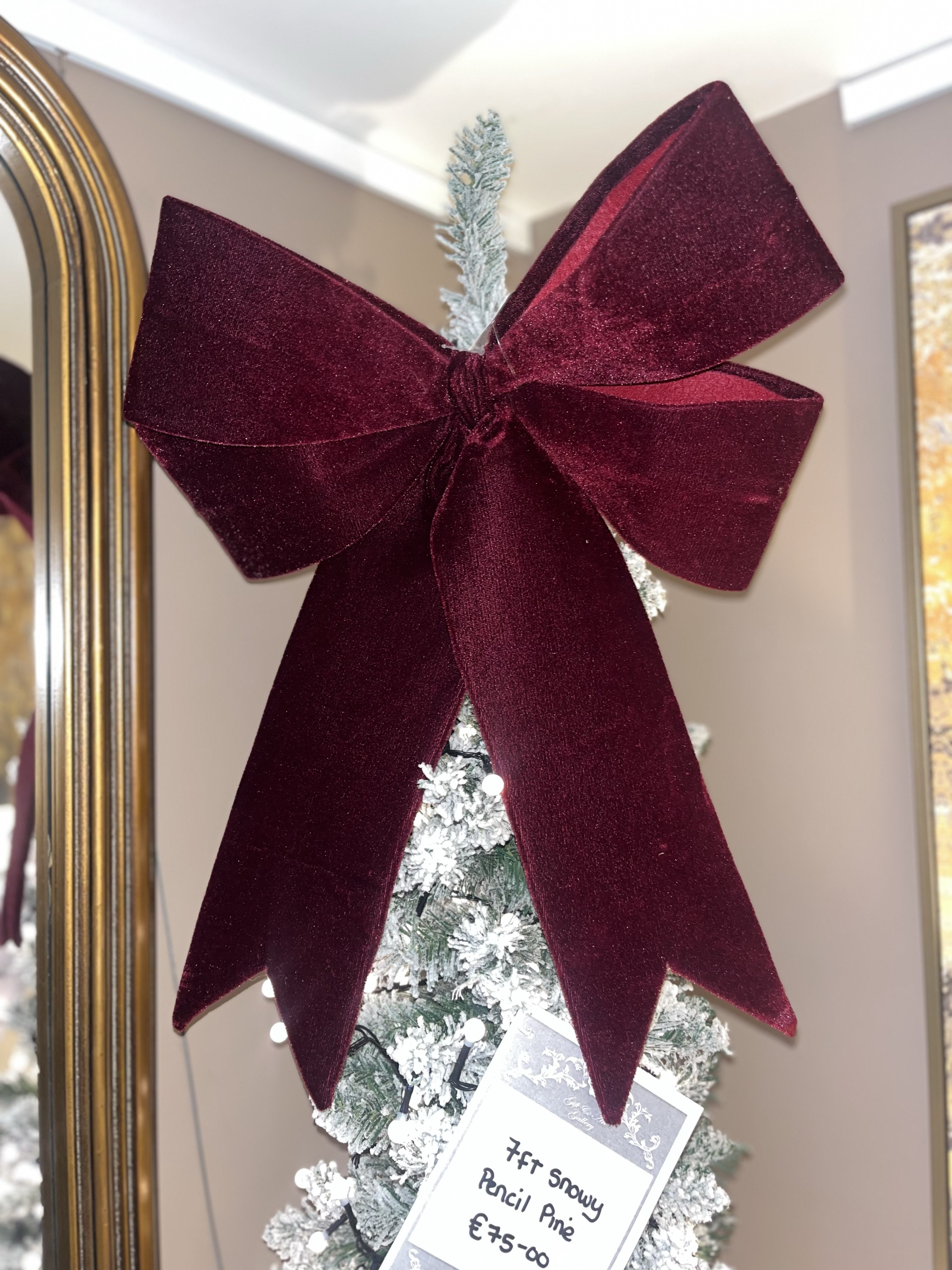 Wine Velvet Bow, 48cm