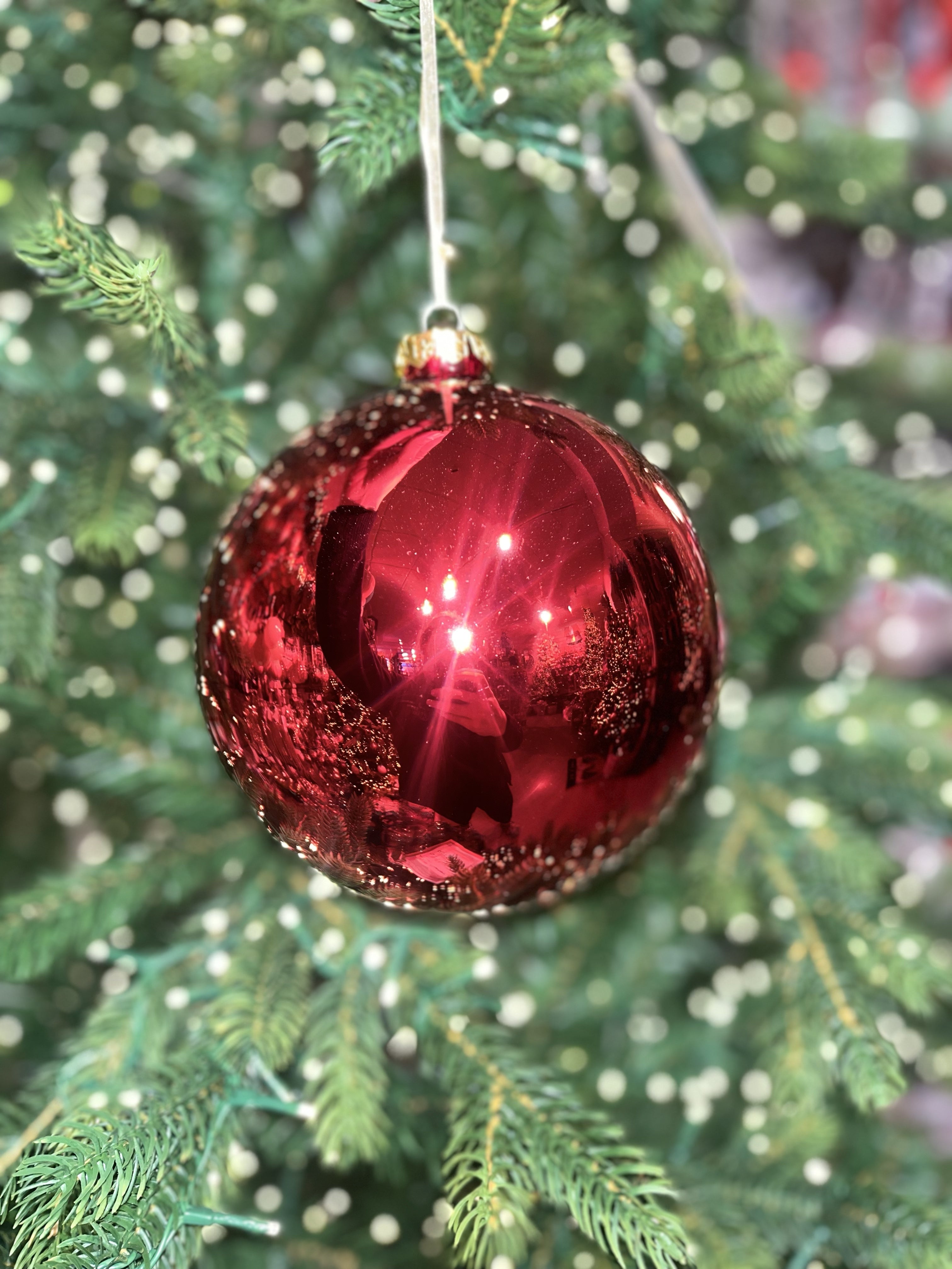 Red Shiny Glass Bauble 15cm