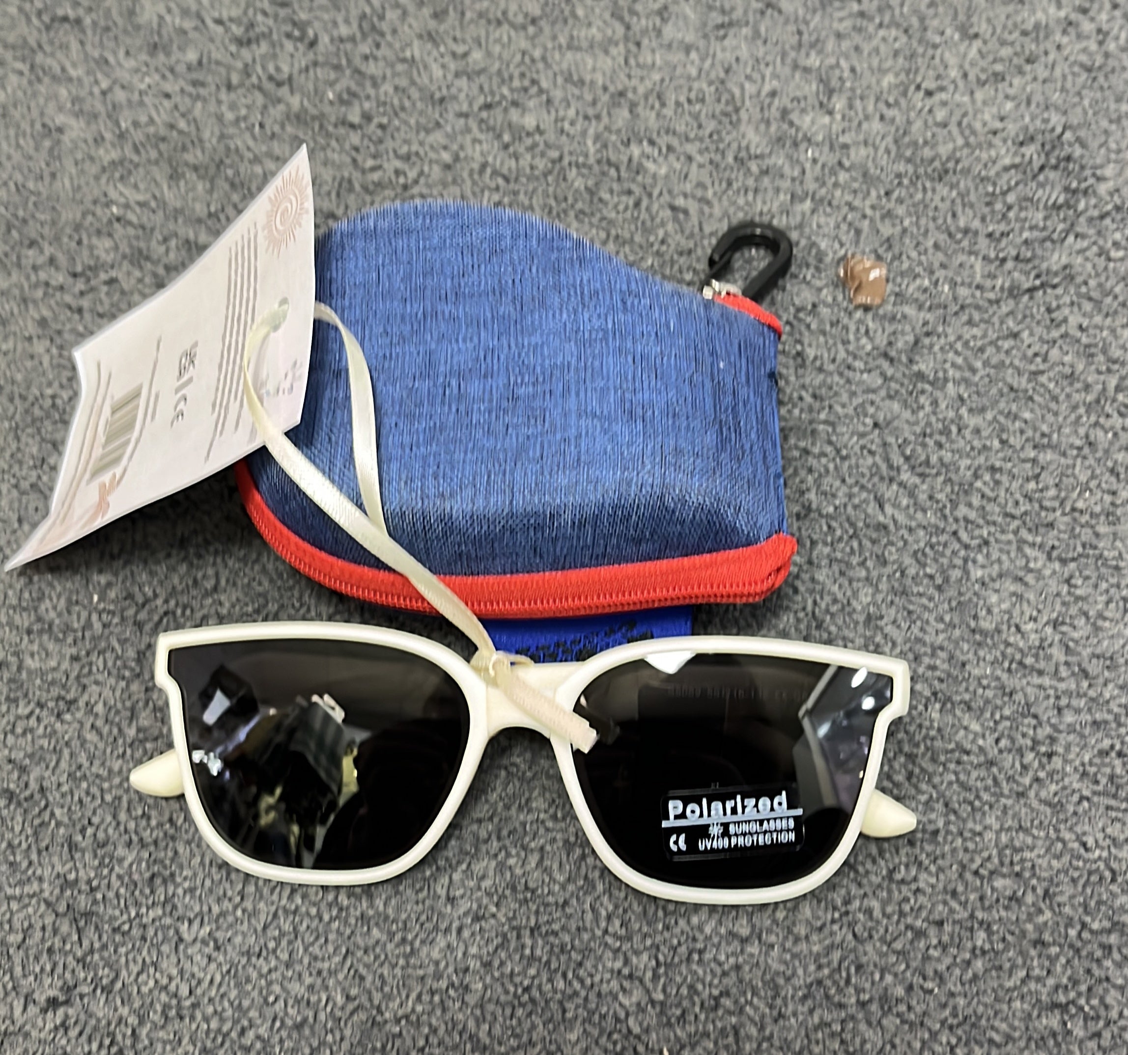 Sam - Childrens Foldable Sunglasses (with Case & Cleaner) - White