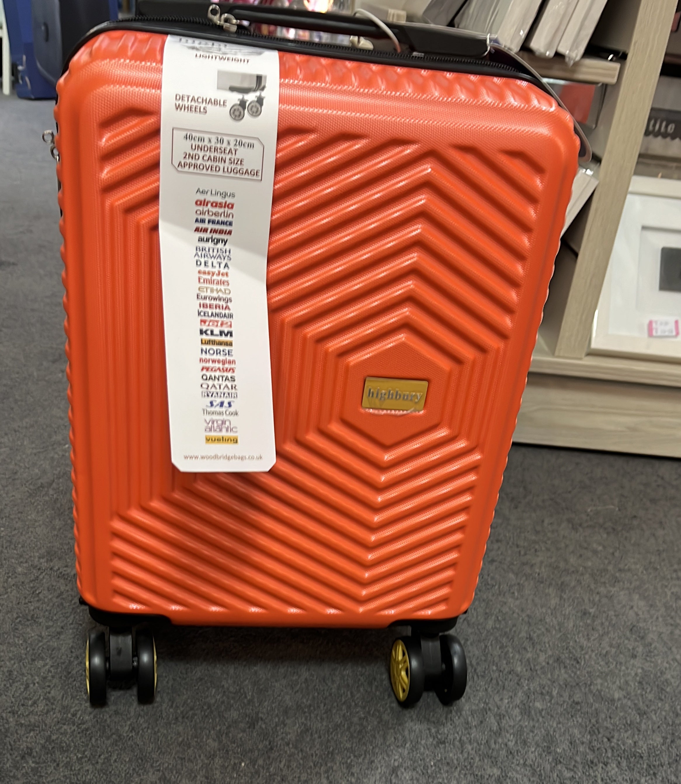 Detachable Wheels Underseat Suitcase Orange