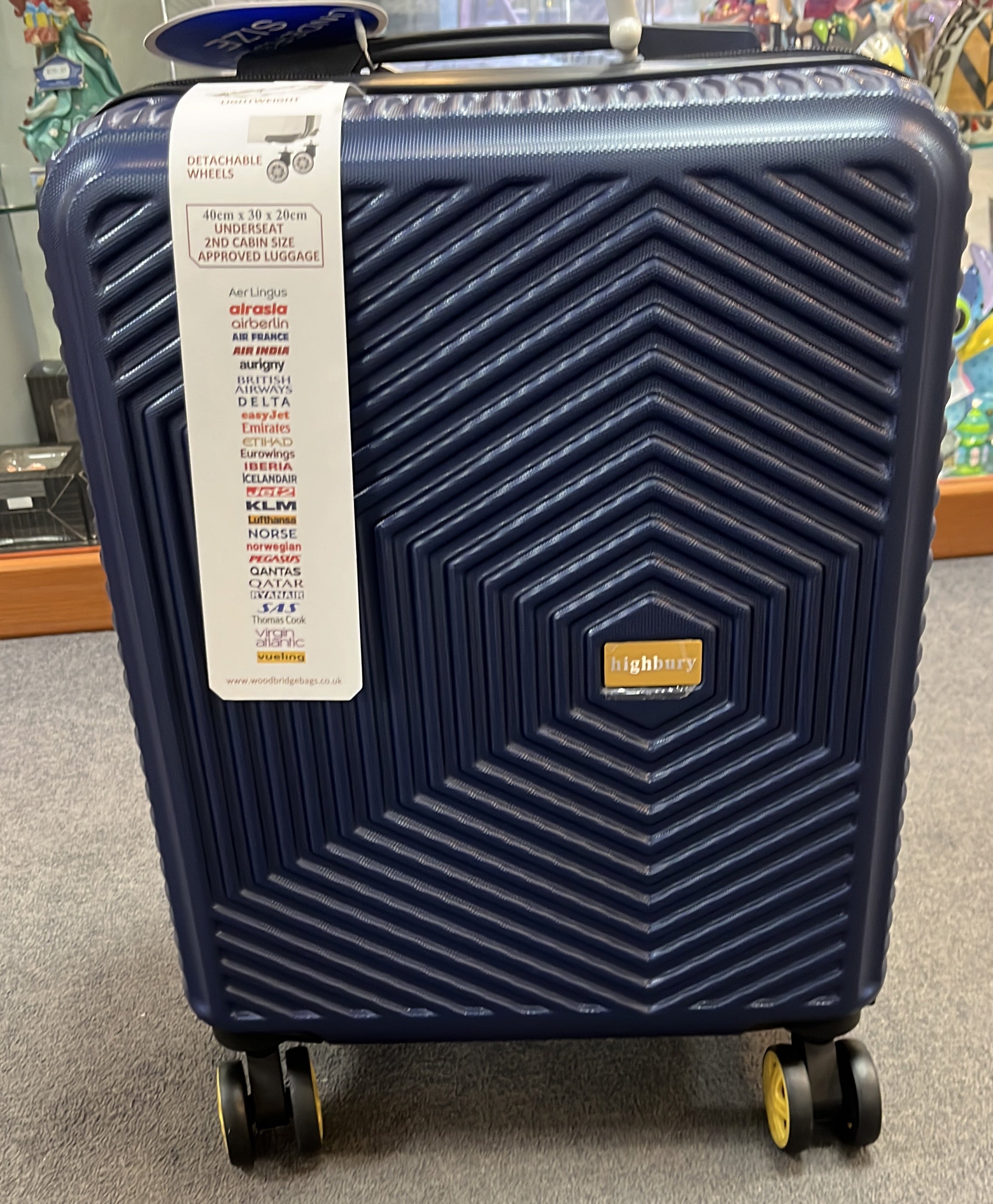 Detachable Wheels Underseat Cabin Suitcase Navy