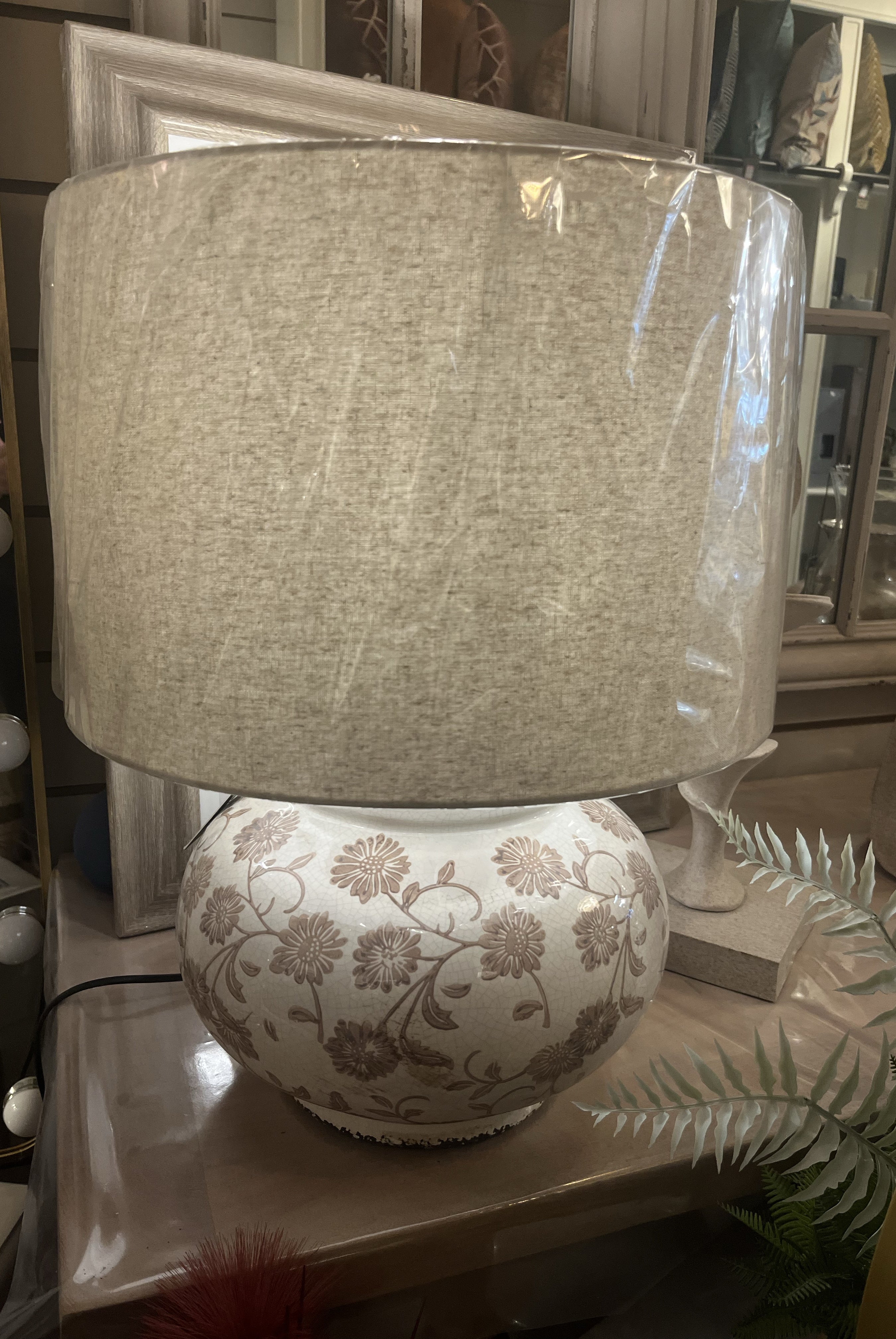 Taupe Flower Table Lamp
