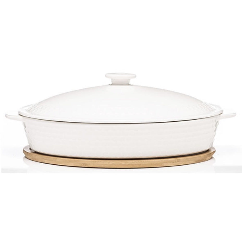 Honeycomb White Oval Baker Dish