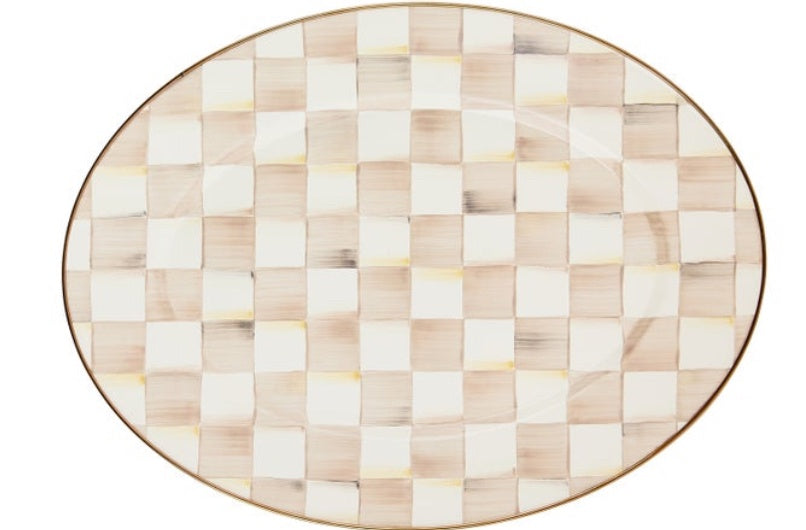 Mocha Check Medium Platter