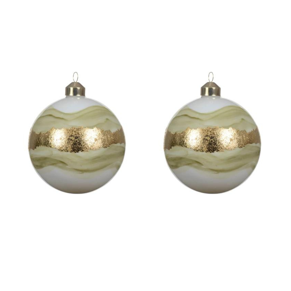 Set of 2 Golden Line Bauble, 10cm