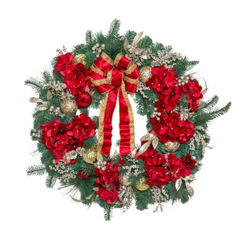 Deluxe Red Hydrangea Wreath